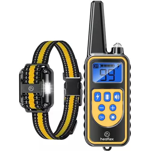 Heaflex Electric Dog Training Collar with Remote 1640FT, E-Shock, Safe Training Modes, Rechargeable IP67 Waterproof Collars for 1 Dog (Yellow)