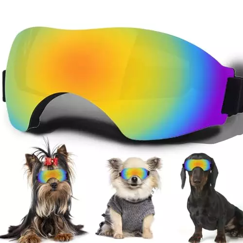 Small Dog Sunglasses, Dog Goggles with Adjustable Strap UV Protection Winproof Dog Puppy Sunglasses, Suitable for Small Dog Pet Glasses, Dogs Eyes Protection