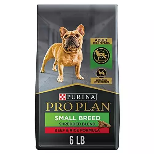 Purina Pro Plan High Protein Small Breed Dog Food, Shredded Blend Beef & Rice Formula – 6 lb. Bag