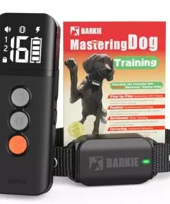 BARKIE Dog Training Collar with Dog Positive Reinforcement Training Booklet Waterproof Shock Collar with Remote for Small Medium Large Dogs (Black)