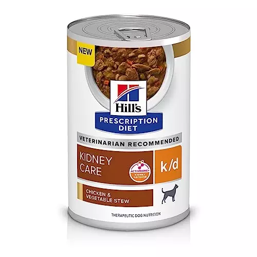 Hill’s Prescription Diet k/d Kidney Care Chicken & Vegetable Stew Wet Dog Food, Veterinary Diet, 12.5 oz. Cans, 12-Pack