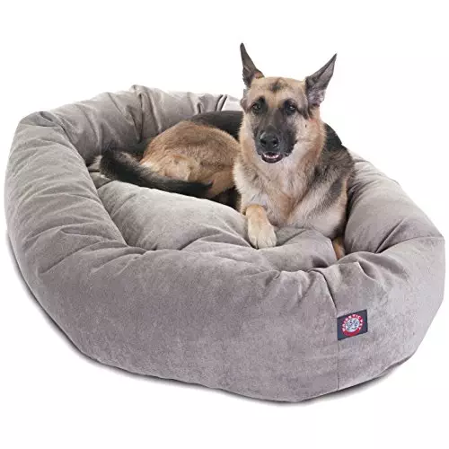 Majestic Pet 52 Inch Micro Velvet Calming Dog Bed Washable – Cozy Soft Round Dog Bed with Spine for Head Support – Fluffy Donut Dog Bed 52x35x11 (inch) – Round Pet Bed X- Large – Vintage