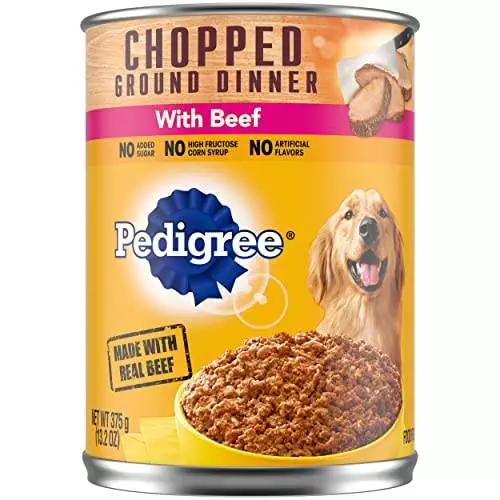 PEDIGREE CHOPPED GROUND DINNER Adult Canned Soft Wet Dog Food with Beef, 13.2 oz. Cans (Pack of 12)