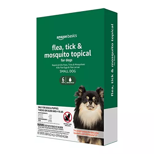 Amazon Basics Flea, Tick & Mosquito Topical Treatment for Small Dogs (4-10 pounds), 6 Count (Previously Solimo)