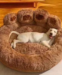 19.68″ Upgraded Soothing Paw Dog Bed, Dog Bed with Standing Paws, Dog Bed Cat Pet Sofa Cute Bear Paw Shape Cozy Cozy Pet Sleeping Bed (Coffee)
