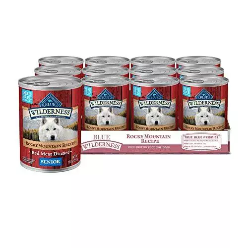 Blue Buffalo Wilderness High Protein, Natural Senior Wet Dog Food, Red Meat, 12.5-oz cans (Pack of 12)