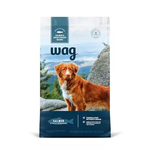 Amazon Brand – Wag Dry Dog Food Salmon & Sweet Potato, Grain Free 4 lb Bag