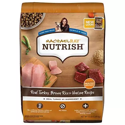 Rachael Ray Nutrish Dry Dog Food, Turkey, Brown Rice & Venison Recipe for Weight Management, 13 Pounds