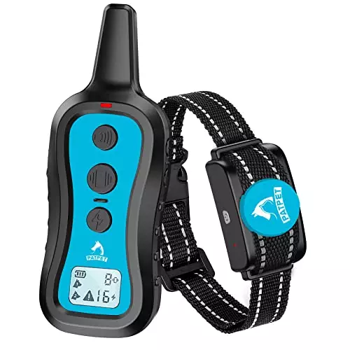 PATPET Dog Training Collar Dog Shock Collar with Remote – 3 Training Modes, Beep, Vibration and Shock, Up to 1000 ft Remote Range, Rainproof for Small Medium Large Dogs