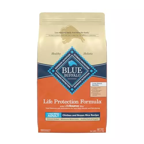 Blue Buffalo Life Protection Formula Natural Adult Large Breed Dry Dog Food, Chicken and Brown Rice 34-lb