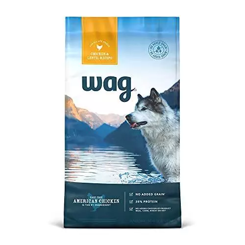 Amazon Brand – Wag Dry Dog Food Chicken & Lentil Recipe, 24 Pound (Pack of 1)