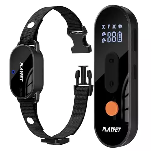 PLAYPET Dog Training Collar, Dog Shock Collar with Remote Range 2000FT, 3 Training Modes, IPX7 Waterproof, Rechargeable Electric Shock Collar for 5-120lbs Small Medium Large Dogs