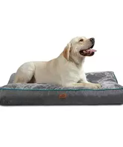 Bedsure Waterproof Dog Beds for Extra Large Dogs – 4 inch Thick Up to 100lbs XL Dog Bed with Removable Washable Cover, Pet Bed Mat Pillows, Grey