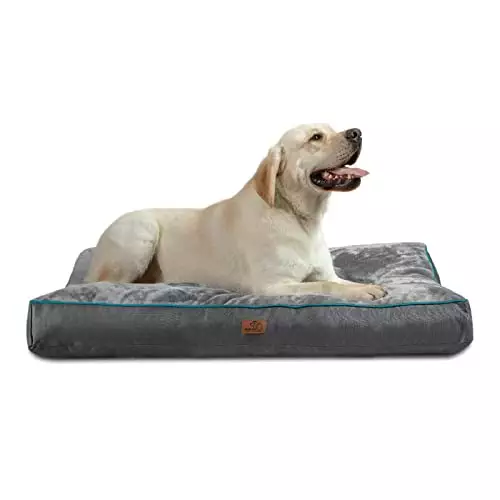 Bedsure Waterproof Dog Beds for Extra Large Dogs – 4 inch Thick Up to 100lbs XL Dog Bed with Removable Washable Cover, Pet Bed Mat Pillows, Grey