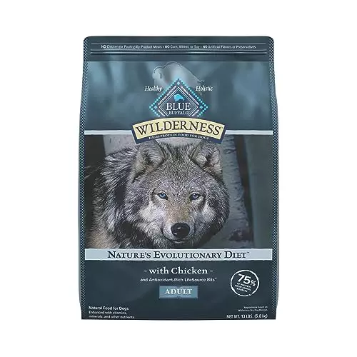 Blue Buffalo Wilderness High Protein Natural Adult Dry Dog Food plus Wholesome Grains, Chicken 13 lb bag