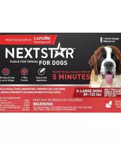 NEXTSTAR Flea And Tick Prevention For Dogs, Repellent, Treatment, and Control, Fast Acting Waterproof Topical Drops for Extra-Large Dogs, 1 Month Dose