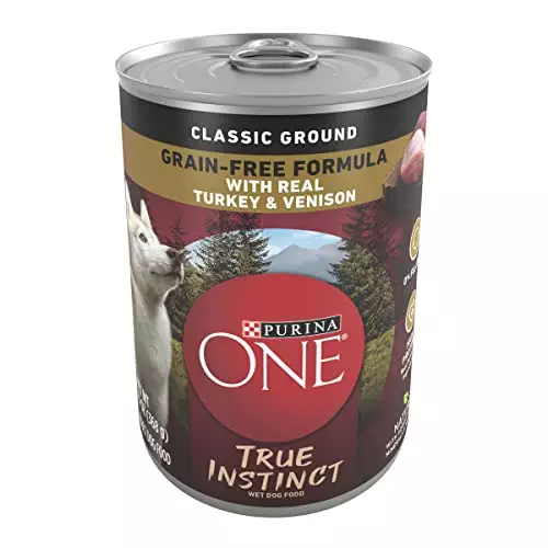 Purina ONE Natural Classic Ground Grain Free Wet Dog Food, True Instinct with Real Turkey and Venison – 13 Oz. Can (Pack of 12)