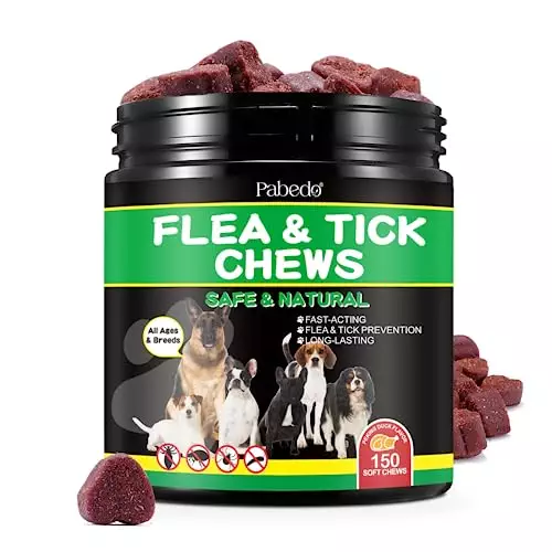 Flea and Tick Prevention Chewables for Dogs – Long-Lasting Dog Flea & Tick Control – Tasty Oral Flea Pills for Dogs Supplement – Suitable for All Breeds and Ages – 150 Tablets