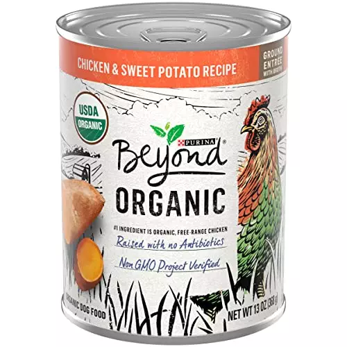 Purina Beyond Organic Wet Dog Food, Organic Chicken & Sweet Potato Adult Recipe Ground Entrée With Broth – 13 oz. Can