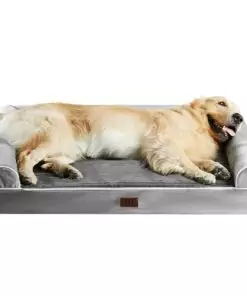 Figopage Orthopedic Dog Sofa Bed for Large Dogs, Pet Couch with Removable Washable Cover and Waterproof Liner, Egg Foam Bolster with Nonskid Bottom