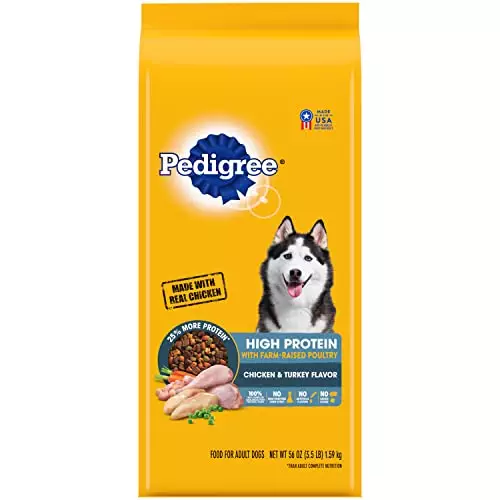 PEDIGREE High Protein Adult Dry Dog Food Chicken and Turkey Flavor Dog Kibble, 3.5 lb. Bag