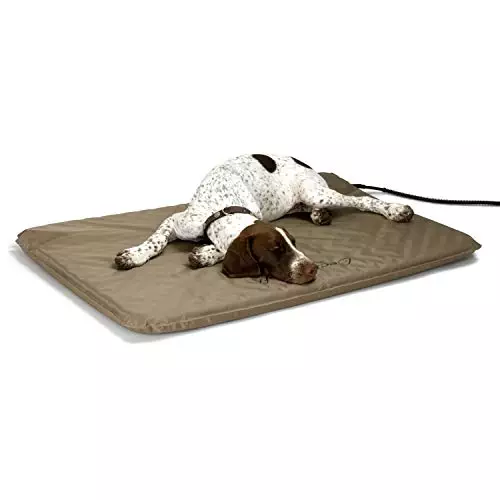 K&H Pet Products Lectro-Soft Outdoor Heated Dog and Cat Bed, Electric Thermostatically Controlled Orthopedic Pet Pad Tan Large 25 X 36 Inches