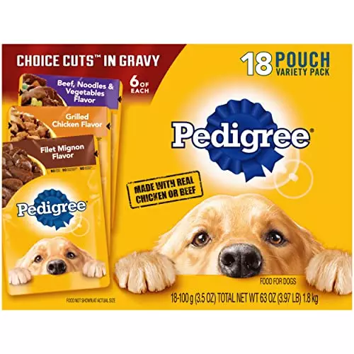 PEDIGREE CHOICE CUTS IN GRAVY Adult Soft Wet Dog Food 18-Count Variety Pack, 3.5 oz Pouches