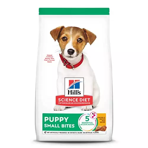 Hill’s Science Diet Puppy Small Bites Chicken Meal & Brown Rice Recipe Dry Dog Food, 12.5 lb. Bag