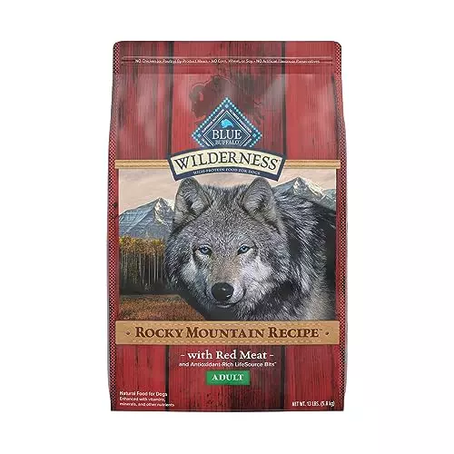 Blue Buffalo Wilderness Rocky Mountain Recipe High Protein Natural Adult Dry Dog Food, Red Meat with Grain 13 lb bag