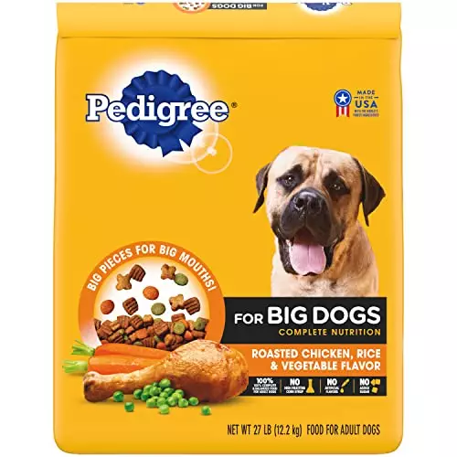 Pedigree for Big Dogs Adult Complete Nutrition Large Breed Dry Dog Food Roasted Chicken, Rice & Vegetable Flavor Dog Kibble, 27 lb. Bag