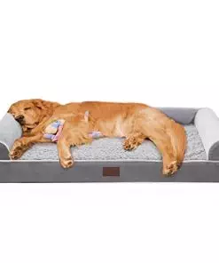 Figopage Orthopedic Dog Bed for Large Dogs – Washable, Memory Foam Bolster, Waterproof, Comfy, Couch with Sides, 36″L x 27″W x 6.5″Th