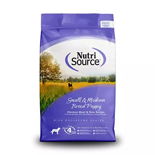 NutriSource Puppy Food, Made with Chicken Meal and Rice, Small Breed with Wholesome Grains, 15LB, Dry Dog Food