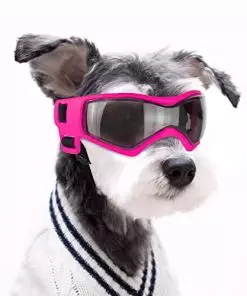 Billionchains Dog Goggles Dog Sunglasses for Medium Breed UV Protection Windproof with Adjustable Head Straps Chin Straps for Ride Car/Hiking Travel/On Beach-Pink