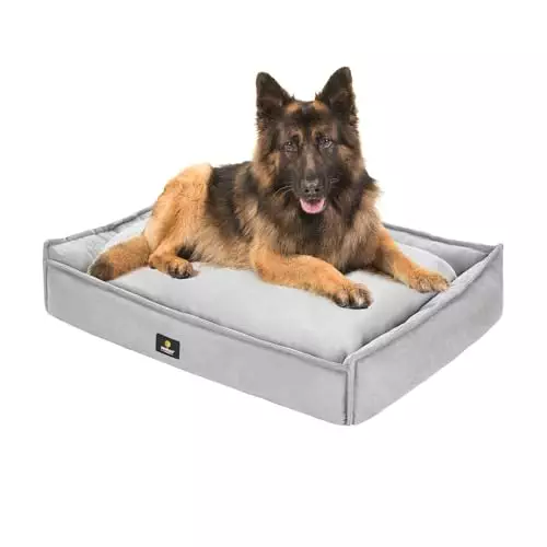 Veehoo Dog Beds for Large Dogs – Rectangle Cuddler Dog Sofa Bed, Orthopedic Washable Pet Bed with Nonslip Bottom for Extra Large Dogs, XX-Large, Grey