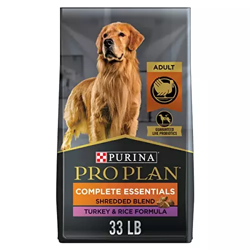 Purina Pro Plan High Protein Dog Food With Probiotics for Dogs, Shredded Blend Turkey & Rice Formula – 33 lb. Bag