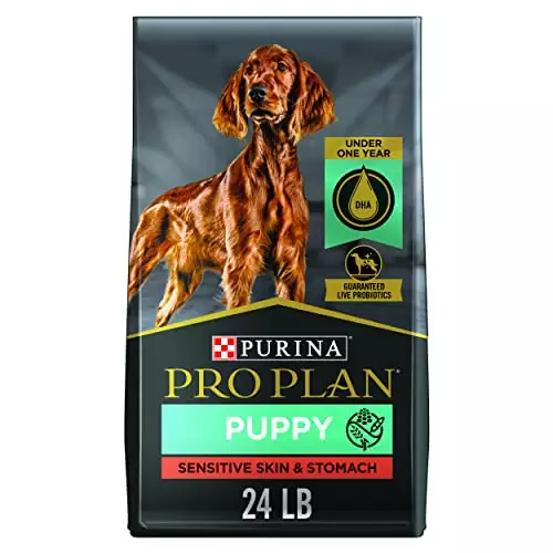 Purina Pro Plan Sensitive Skin and Stomach Puppy Food with Probiotics, Salmon & Rice Formula – 24 lb. Bag