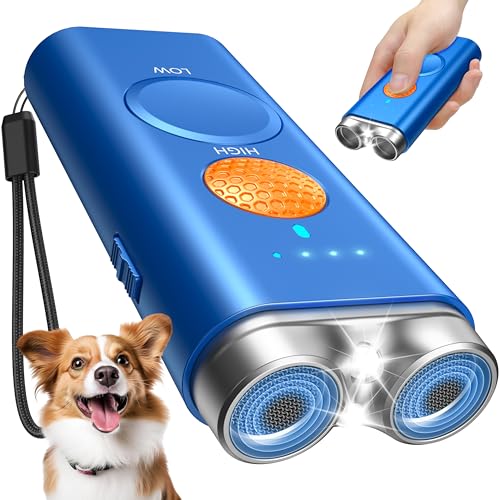 3 in 1 Dog Bark Deterrent Devices for Dog Training, Deterrent and Barking Control, Ultrasonic Anti Barking Device up to 50 Ft Control Range, Rechargeable Dog Barking Control Device Indoor or Outdoor