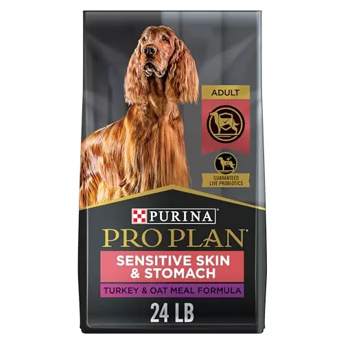 Purina Pro Plan Sensitive Skin and Stomach Dog Food with Probiotics for Dogs, Turkey & Oat Meal Formula – 24 lb. Bag