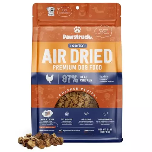 Pawstruck All Natural Air Dried Dog Food w/Real Chicken – Grain Free, Made in USA, Non-GMO & Vet Recommended – High Protein Limited Ingredient Wholesome Full-Feed – for All Breeds & Ages – 2lb Bag