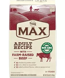 NUTRO MAX Adult Recipe Dry Dog Food With Farm Raised Beef, 25 LB Bag