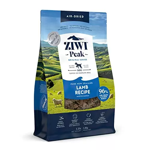 ZIWI Peak Air-Dried Dog Food – All Natural, High Protein, Grain Free and Limited Ingredient with Superfoods (Lamb, 2.2 lb)