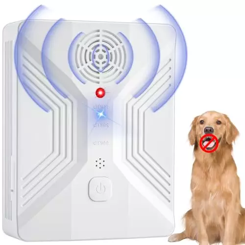 Anti Barking Device, Dog Bark Deterrent Devices Ultrasonic Dog Barking Control with 4 Modes, Stop Barking Dog Devices Up to 30kHZ Range, Stop Neighbors Dog from Bark(White)