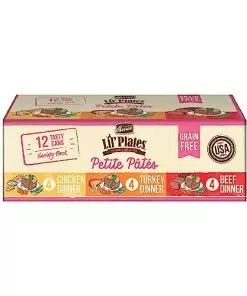 Merrick Lil’ Plates Petite Pates Premium Grain Free Wet Dog Food Variety Pack, Natural Beef, Chicken, Turkey