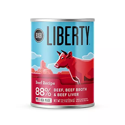 BIXBI Liberty Grain-Free Canned Wet Dog Food, Beef Recipe, 12.5 oz. Cans (Pack of 12)