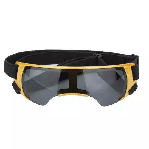 TUWODE Cool Sun Goggles for Pets, Small Dog Goggles UV Protection Doggy Sunglasses, Outdoor Glasses with Adjustable Strap for Small Dog (Gold)