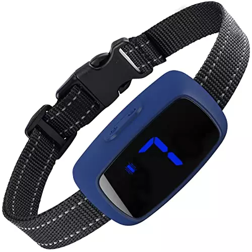 Dog Bark Collar, No Shock Bark Collar for Large Dogs with Vibration and Beep Modes Rechargeable Humane Bark Collars for Small Medium Large Dogs (Blue)