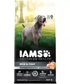 IAMS Advanced Health Skin & Coat Chicken and Salmon Recipe Adult Dry Dog Food, 6 lb. Bag, Brown, 6.00 Pound (Pack of 1)