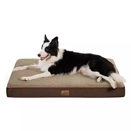 Bedsure Large Dog Beds for Large Dogs – Big Orthopedic Dog Beds with Removable Washable Cover, Egg Crate Foam Pet Bed Mat, Suitable for Dogs Up to 65lbs, Brown