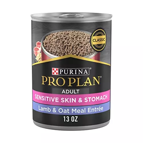 Purina Pro Plan Sensitive Skin and Stomach Wet Dog Food Pate Lamb and Oat Meal Entree – (12) 13 oz. Cans