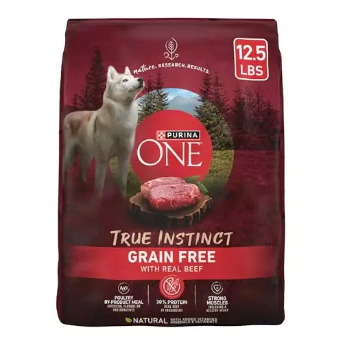 Purina ONE Grain Free Natural Dry Dog Food, True Instinct With Real Beef – 12.5 lb. Bag